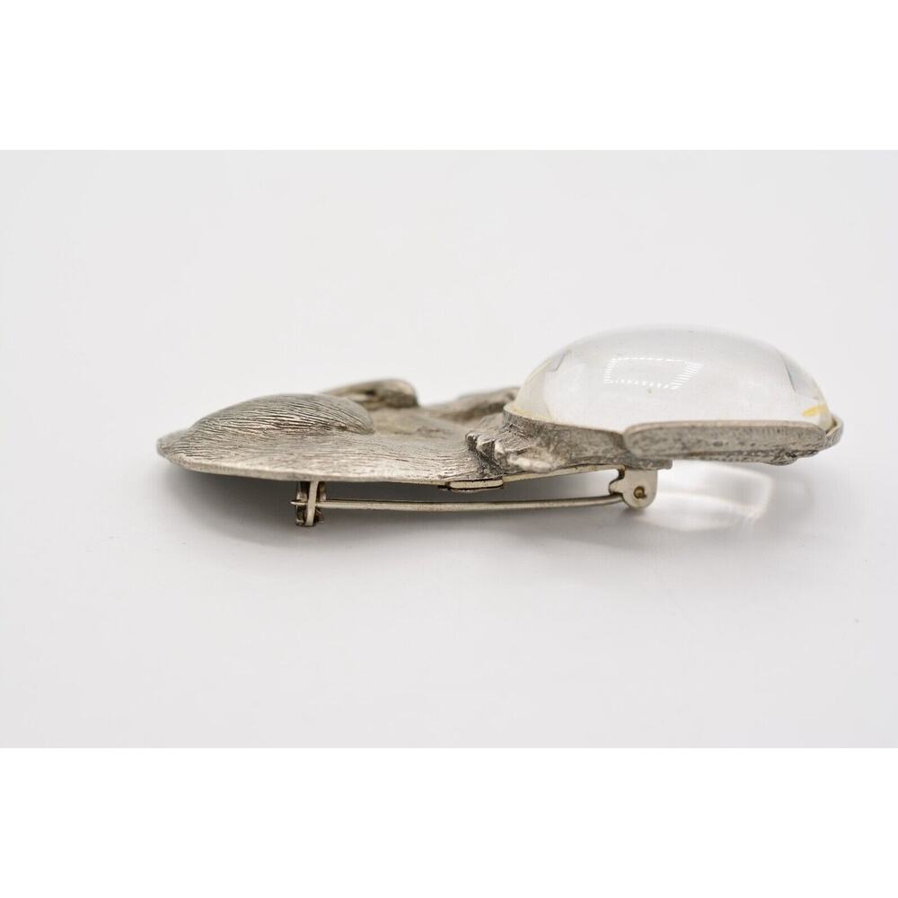 JJ Vintage Pin Brooch Cat Fish Bowl Lucite Resin Pewter Signed 1980s Rare BinAJ - Picture 7 of 12